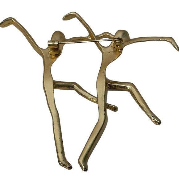 (10-231) Vintage Matte Gold Abstract 2 Dancers Brooch - Picture 8 of 8